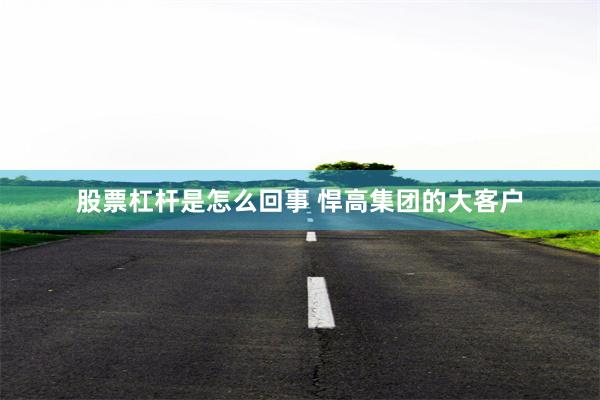 股票杠杆是怎么回事 悍高集团的大客户