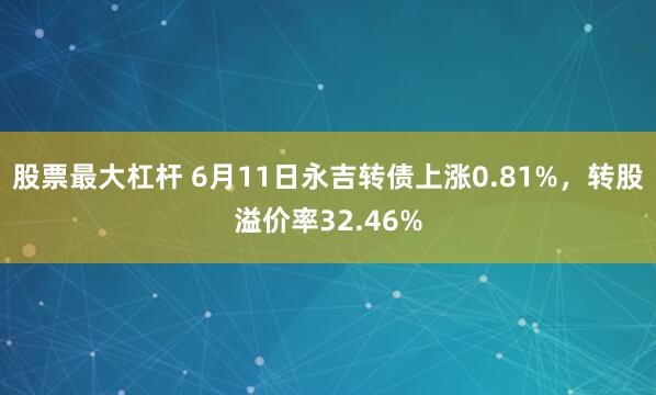 股票最大杠杆 6月11日永吉转债上涨0.81%，转股溢价率32.46%