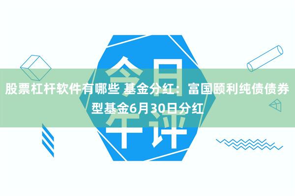 股票杠杆软件有哪些 基金分红：富国颐利纯债债券型基金6月30日分红