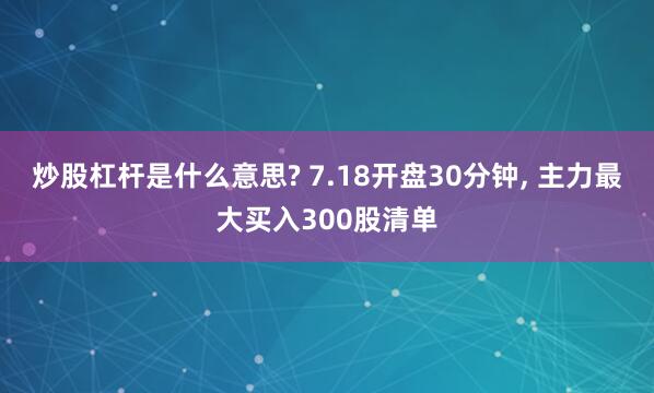炒股杠杆是什么意思? 7.18开盘30分钟, 主力最大买入300股清单