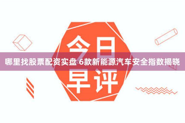 哪里找股票配资实盘 6款新能源汽车安全指数揭晓