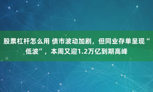 股票杠杆怎么用 债市波动加剧，但同业存单呈现“低波”，本周又迎1.2万亿到期高峰